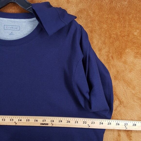 CLUB ROOM Shirt Mens XL Blue Pullover Crew Waffle Thermal Long Sleeve - Picture 4 of 6